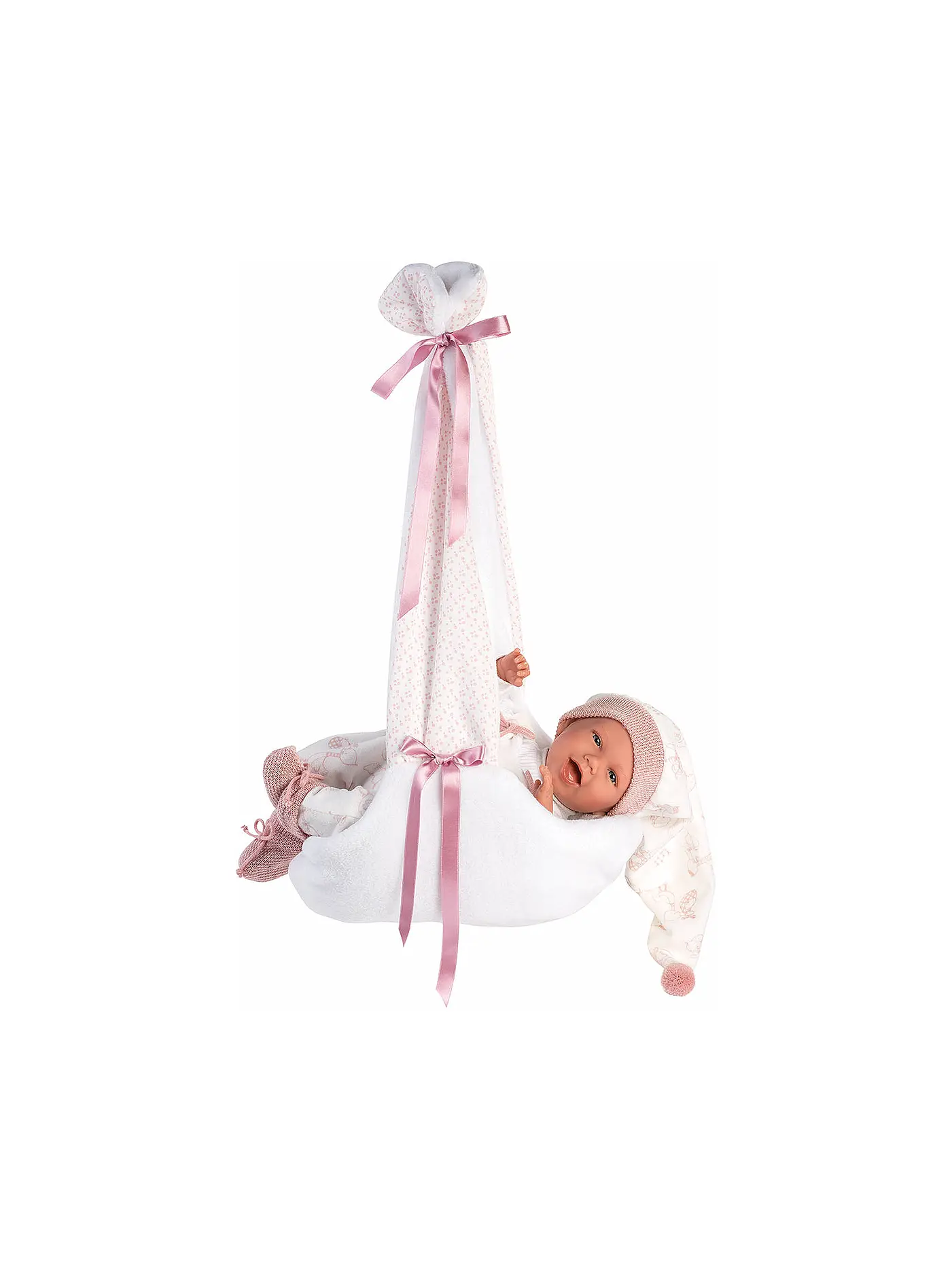 LLORENS | Babypuppe mit Hängewiege rosa 42cm | 
